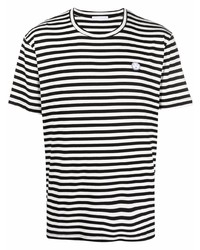 T-shirt girocollo a righe orizzontali bianca e nera di Societe Anonyme