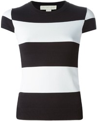 T-shirt girocollo a righe orizzontali bianca e nera di Stella McCartney