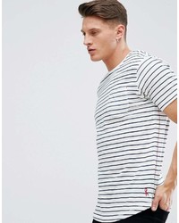 T-shirt girocollo a righe orizzontali bianca e nera di Ringspun