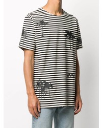 T-shirt girocollo a righe orizzontali bianca e nera di Myar