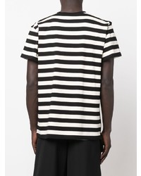 T-shirt girocollo a righe orizzontali bianca e nera di COOL T.M