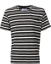 T-shirt girocollo a righe orizzontali bianca e nera