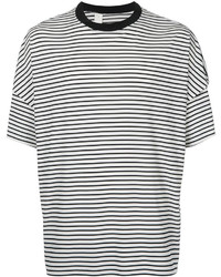 T-shirt girocollo a righe orizzontali bianca e nera