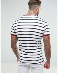T-shirt girocollo a righe orizzontali bianca e nera di Hype