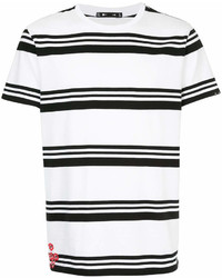 T-shirt girocollo a righe orizzontali bianca e nera di The Upside