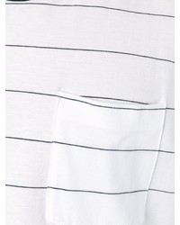 T-shirt girocollo a righe orizzontali bianca e nera di AMI Alexandre Mattiussi