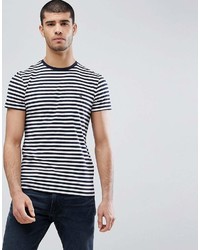 T-shirt girocollo a righe orizzontali bianca e nera di Tommy Hilfiger
