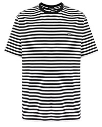 T-shirt girocollo a righe orizzontali bianca e nera di Undercoverism