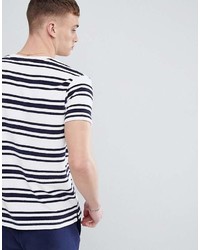 T-shirt girocollo a righe orizzontali bianca e nera di Fila