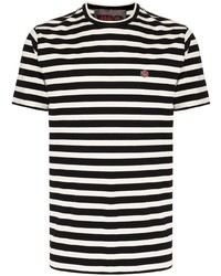 T-shirt girocollo a righe orizzontali bianca e nera di YMC