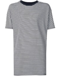 T-shirt girocollo a righe orizzontali bianca e nera di Zanerobe