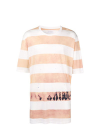 T-shirt girocollo a righe orizzontali bianca e rosa di Faith Connexion