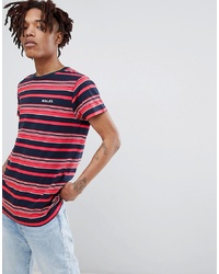T-shirt girocollo a righe orizzontali bianca e rossa e blu scuro di Rollas