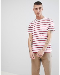 T-shirt girocollo a righe orizzontali bianca e rossa di Another Influence