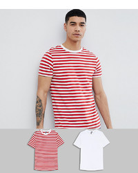 T-shirt girocollo a righe orizzontali bianca e rossa di ASOS DESIGN