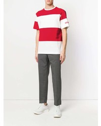 T-shirt girocollo a righe orizzontali bianca e rossa di Calvin Klein 205W39nyc