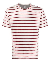 T-shirt girocollo a righe orizzontali bianca e rossa di Eleventy