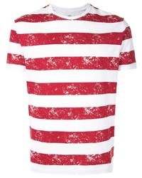 T-shirt girocollo a righe orizzontali bianca e rossa di Kent & Curwen