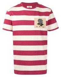 T-shirt girocollo a righe orizzontali bianca e rossa di Kent & Curwen