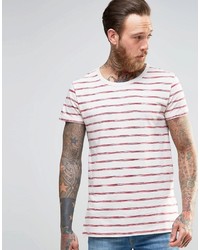 T-shirt girocollo a righe orizzontali bianca e rossa di Lee