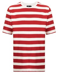 T-shirt girocollo a righe orizzontali bianca e rossa di Man On The Boon.