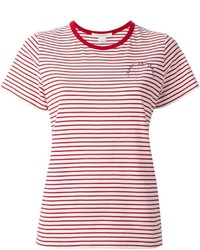T-shirt girocollo a righe orizzontali bianca e rossa di Marc Jacobs
