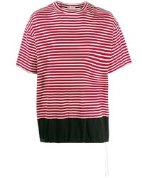 T-shirt girocollo a righe orizzontali bianca e rossa di Marni