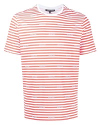 T-shirt girocollo a righe orizzontali bianca e rossa di Michael Kors