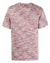 T-shirt girocollo a righe orizzontali bianca e rossa di Missoni