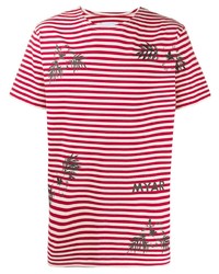 T-shirt girocollo a righe orizzontali bianca e rossa di Myar