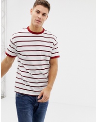 T-shirt girocollo a righe orizzontali bianca e rossa di New Look