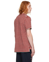 T-shirt girocollo a righe orizzontali bianca e rossa di Thom Browne