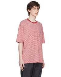 T-shirt girocollo a righe orizzontali bianca e rossa di Undercoverism