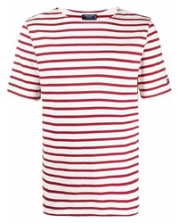 T-shirt girocollo a righe orizzontali bianca e rossa di Saint James