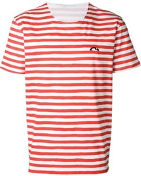 T-shirt girocollo a righe orizzontali bianca e rossa di Societe Anonyme