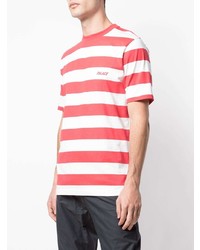 T-shirt girocollo a righe orizzontali bianca e rossa di Palace