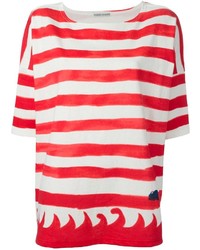 T-shirt girocollo a righe orizzontali bianca e rossa di Tsumori Chisato