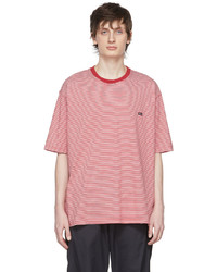 T-shirt girocollo a righe orizzontali bianca e rossa di Undercoverism