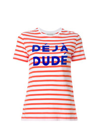 T-shirt girocollo a righe orizzontali bianca e rossa di Être Cécile