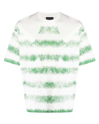 T-shirt girocollo a righe orizzontali bianca e verde di Emporio Armani