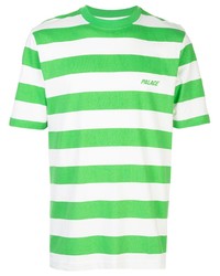 T-shirt girocollo a righe orizzontali bianca e verde di Palace
