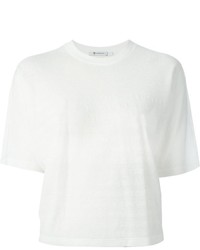 T-shirt girocollo a righe orizzontali bianca di Alexander Wang