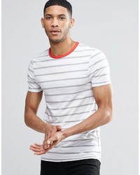 T-shirt girocollo a righe orizzontali bianca di Asos