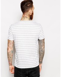 T-shirt girocollo a righe orizzontali bianca di Asos
