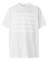 T-shirt girocollo a righe orizzontali bianca di Burberry