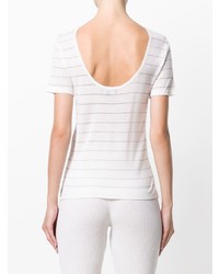 T-shirt girocollo a righe orizzontali bianca di Cashmere In Love