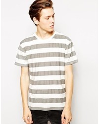 T-shirt girocollo a righe orizzontali bianca di Cheap Monday