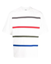 T-shirt girocollo a righe orizzontali bianca di Coohem