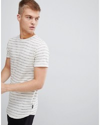 T-shirt girocollo a righe orizzontali bianca di D-struct