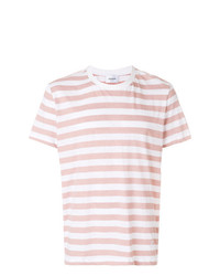 T-shirt girocollo a righe orizzontali bianca di Dondup